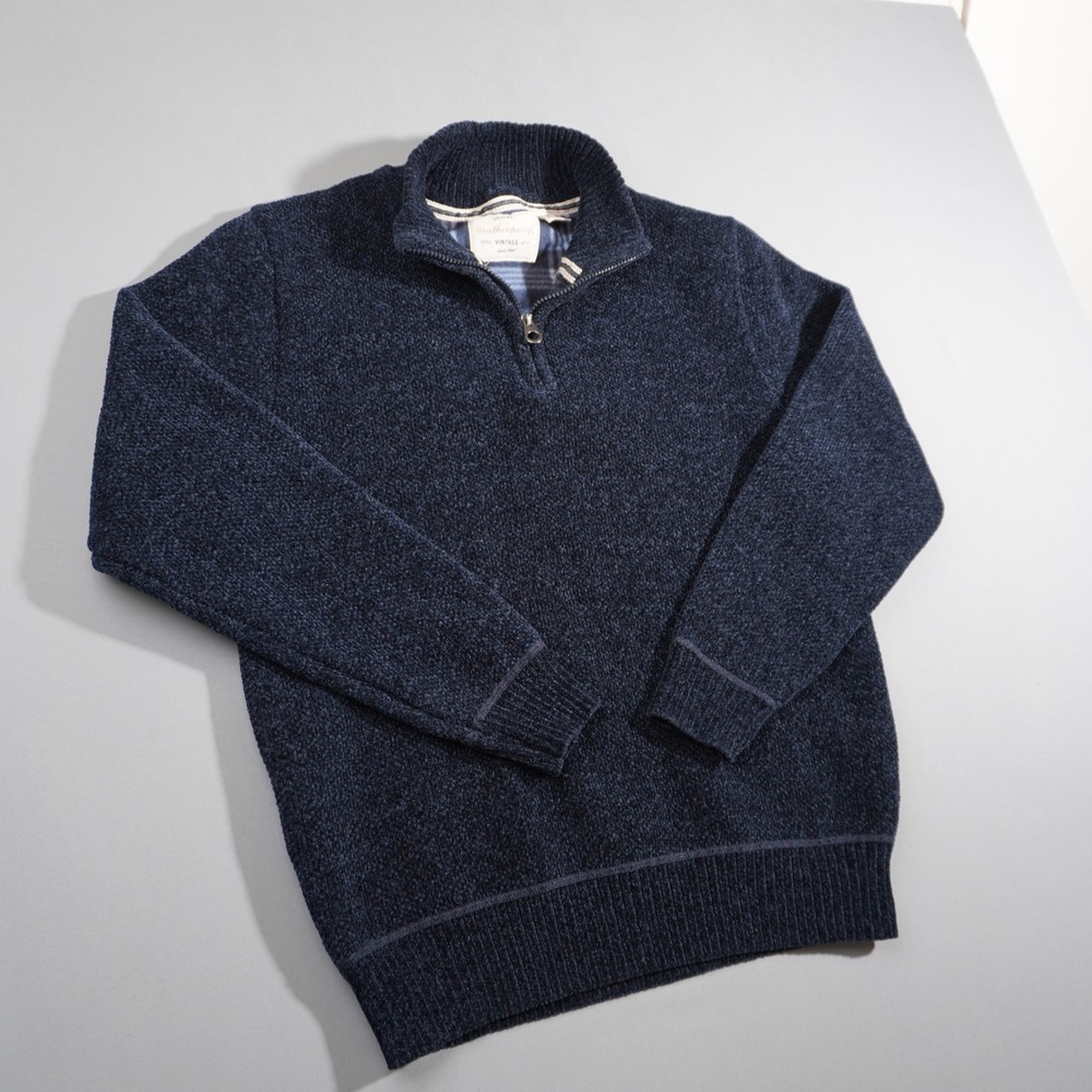 Original Weatherproof Vintage Men's Blue 1/4 Zip Sweater M